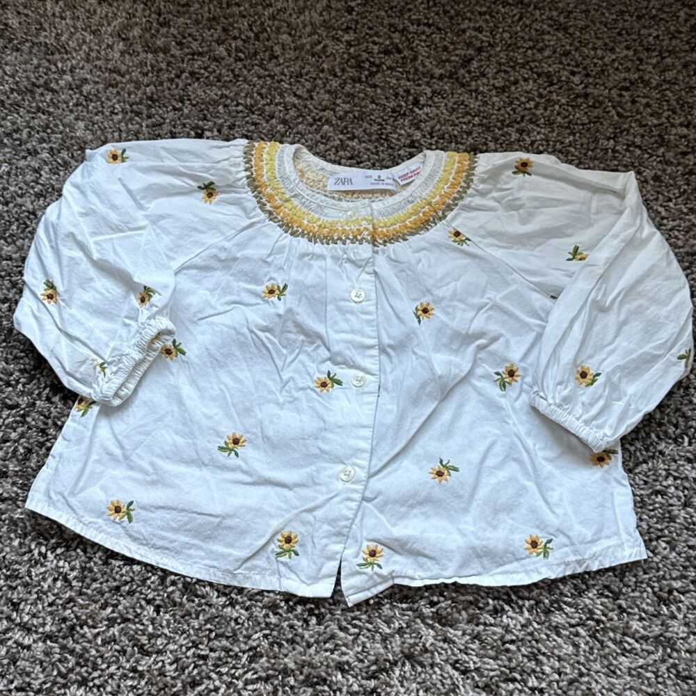 Toddler ZARA 2 Years Sunflower Long Sleeve Button Up Shirt